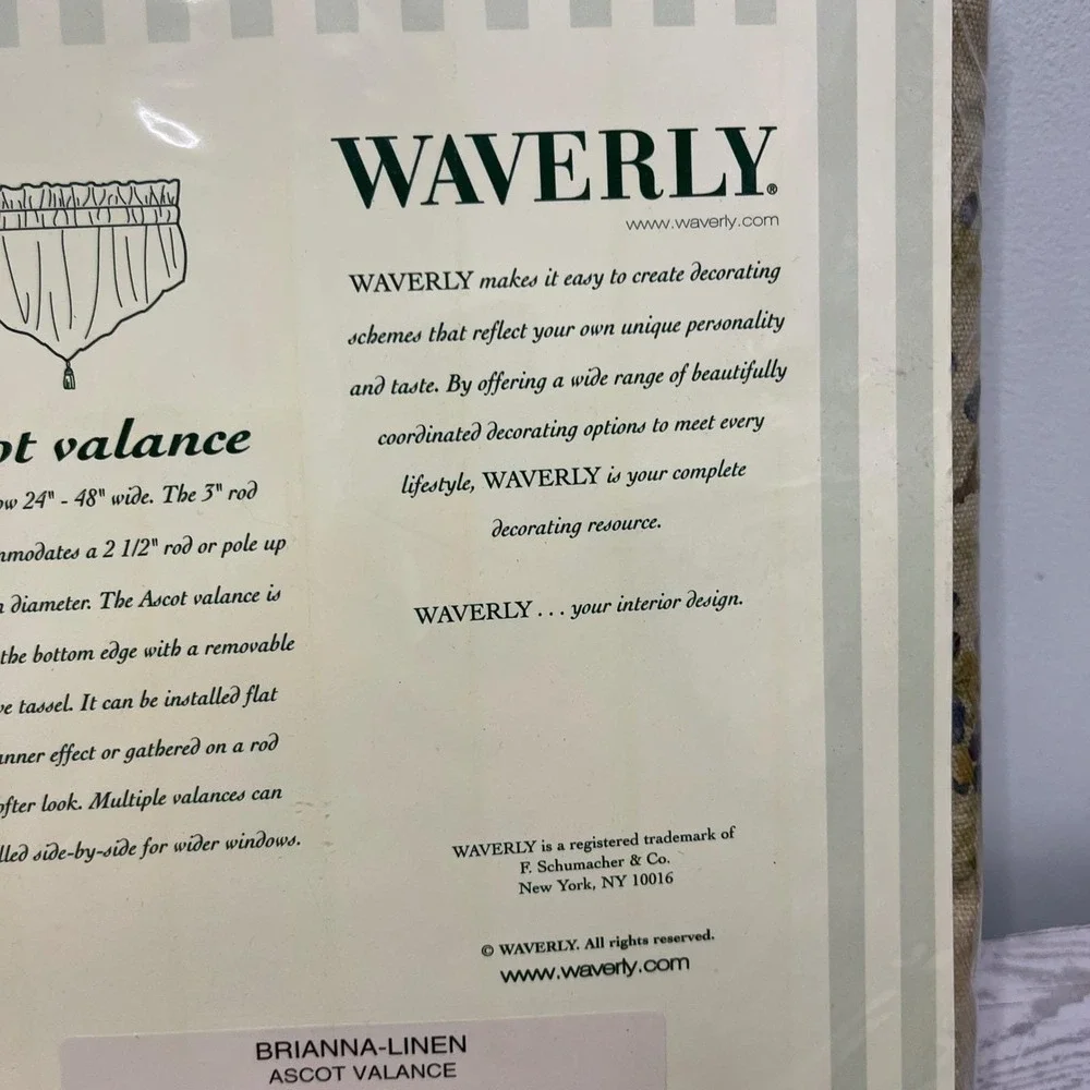 Waverly Window Valance Brianna Ascot Tassel Cottagecore 52x20 New